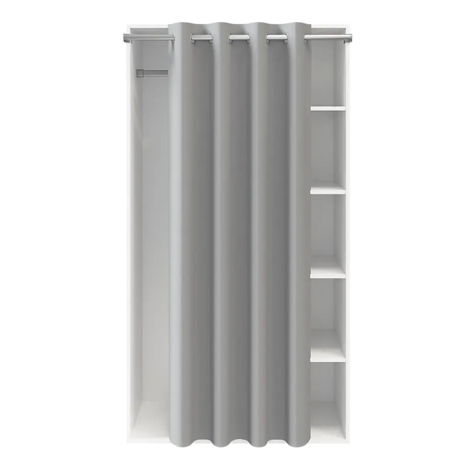 Dressing blanc avec rideau et tringle coulissante GoodHome Atomia H. 187,5 x L. 100 x P. 50,5 cm