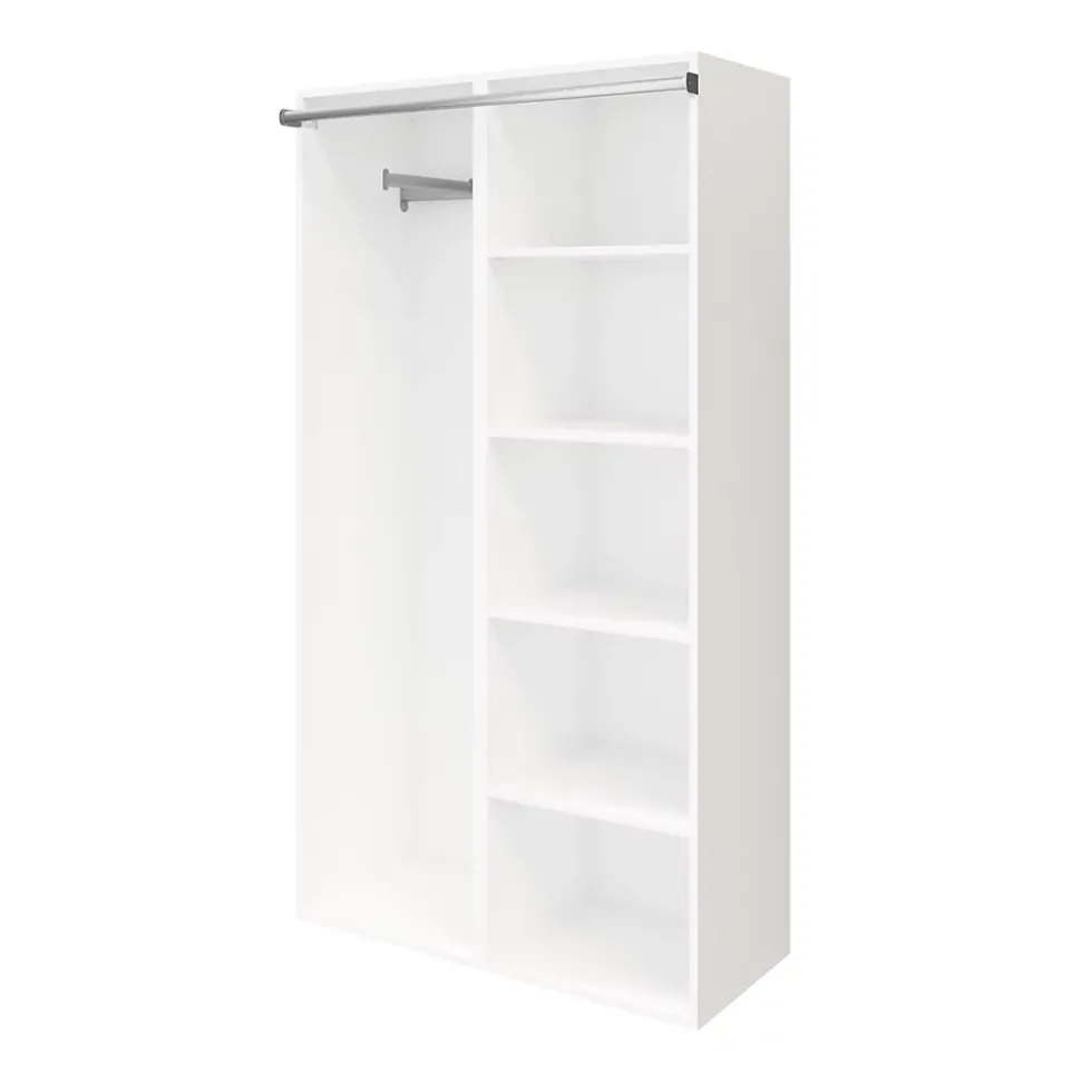 Dressing blanc avec rideau et tringle coulissante GoodHome Atomia H. 187,5 x L. 100 x P. 50,5 cm