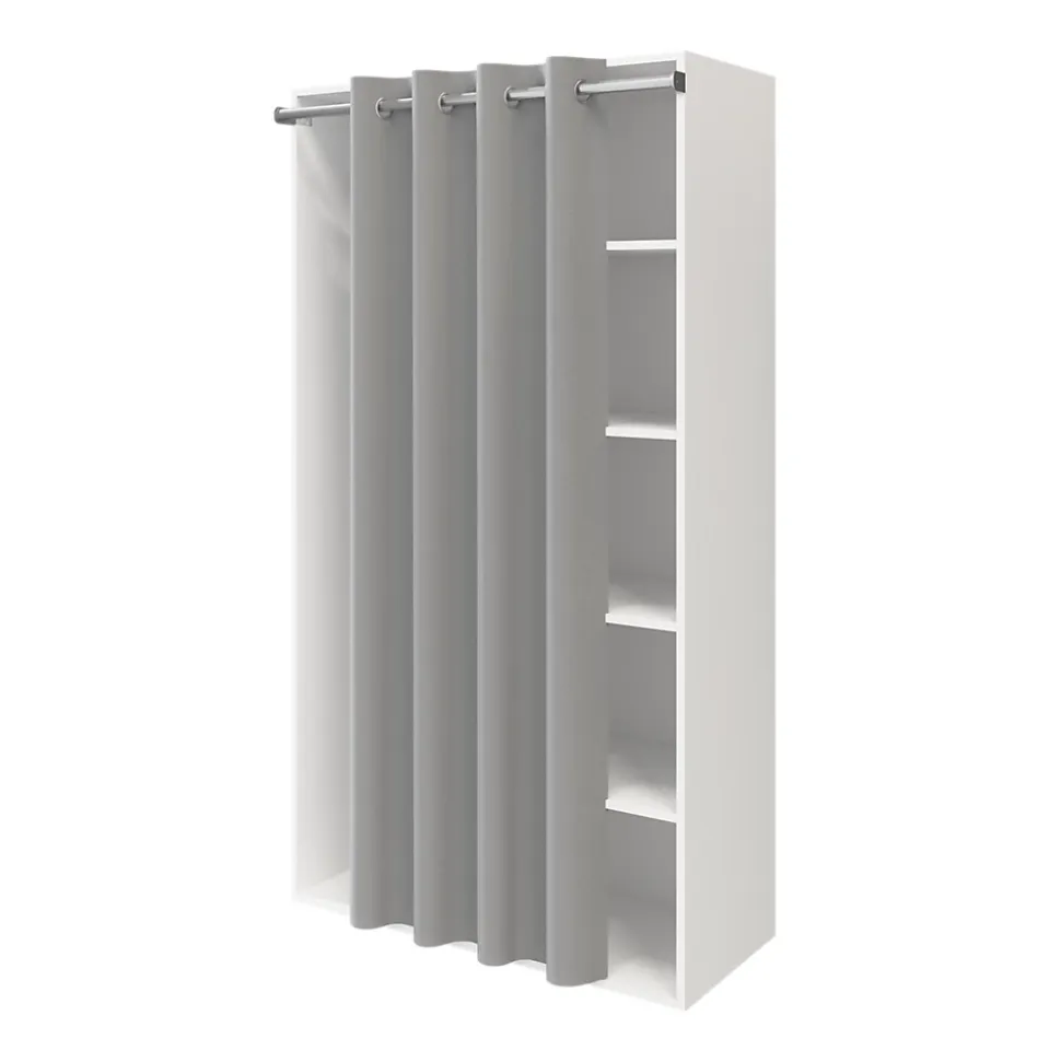 Dressing blanc avec rideau et tringle coulissante GoodHome Atomia H. 187,5 x L. 100 x P. 50,5 cm