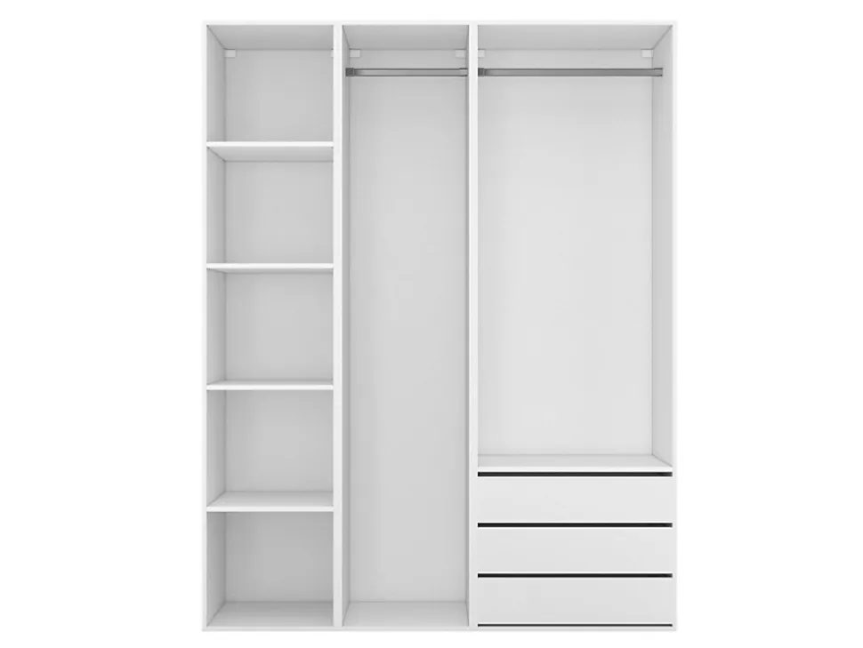 Dressing blanc double penderie 3 tiroirs GoodHome Atomia H. 225 x L. 175 x P. 58 cm