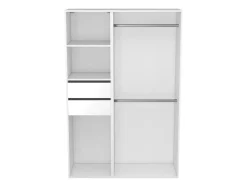 Dressing blanc double penderie 2 tiroirs GoodHome Atomia H. 187,5 x L. 125 x P. 45 cm