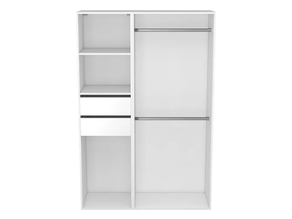Dressing blanc double penderie 2 tiroirs GoodHome Atomia H. 187,5 x L. 125 x P. 45 cm
