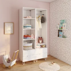 Dressing blanc sur pieds 4 tiroirs chambre enfant GoodHome Atomia H. 198,5 x L. 100 x P. 45 cm