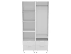 Dressing blanc sur pieds 4 tiroirs chambre enfant GoodHome Atomia H. 198,5 x L. 100 x P. 45 cm