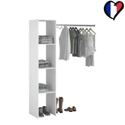 Dressing blanc étagères, penderie 138 x 40 x 180 cm - ELYSEE