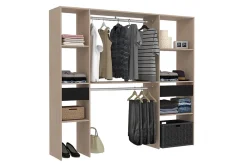 Dressing bois avec 2 penderies, 6 étagères et 2 tiroirs - ELYSEE