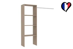 Dressing bois avec 3 étagères et une penderie : 160 x 40 x 180 cm - ELYSEE