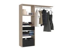 Dressing bois avec 3 étagères, 1 tiroir et une penderie : 160 x 40 x 180 cm - ELYSEE