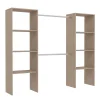 Dressing bois avec 6 étagères et 2 penderies : 220 x 40 x 180 cm - ELYSEE