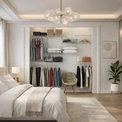 Dressing crémaillère - Étagère mural industriel - Modulables - Blanc - 47 pièces - 2,38x1,22M