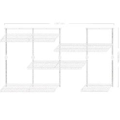 Dressing crémaillère - Étagère mural industriel - Modulables - Blanc - 47 pièces - 2,38x1,22M