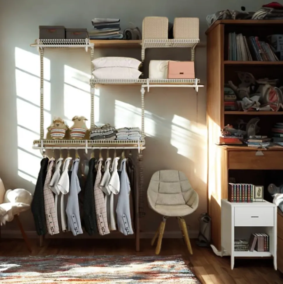 Dressing crémaillère - Étagère mural industriel - Modulables - Blanc - 36 pièces - 1,88x1,22M