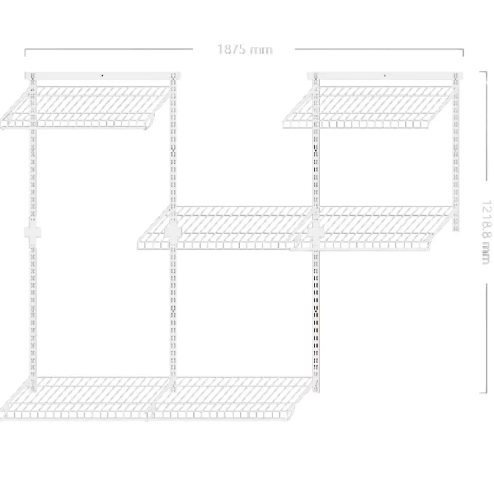 Dressing crémaillère - Étagère mural industriel - Modulables - Blanc - 36 pièces - 1,88x1,22M