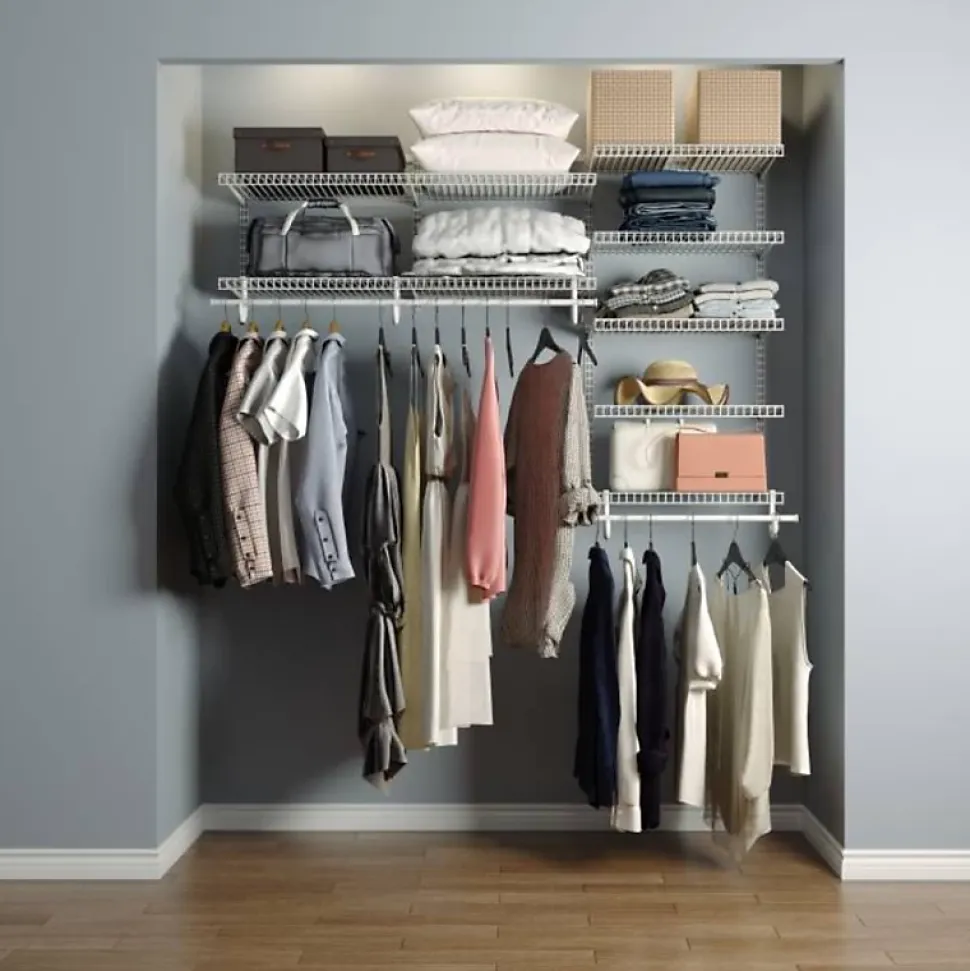 Dressing crémaillère - Étagère mural industriel - Modulable - Blanc - 40 pièces - 1,81x1,22M