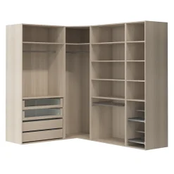 Dressing d'angle avec tiroirs et portes chaussures effet chêne GoodHome Atomia H. 225 x L. 250 x P. 58 cm