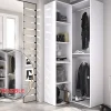 Dressing d'angle et fond d'arrière réversible coloris chêne naturel, blanc - Longueur 84 x Profondeur 84 x Hauteur 205 cm