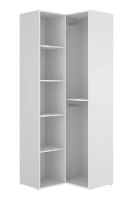 Dressing d'angle et fond d'arrière réversible coloris chêne naturel, blanc - Longueur 84 x Profondeur 84 x Hauteur 205 cm
