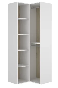 Dressing d'angle et fond d'arrière réversible coloris chêne naturel, blanc - Longueur 84 x Profondeur 84 x Hauteur 205 cm
