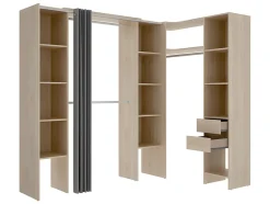 Dressing d'angle extensible DORIAN - L164/234 cm - Chêne et gris