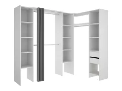 Dressing d'angle extensible DORIAN - L164/234 cm - Blanc et gris