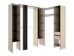 Dressing d'angle extensible DORIAN - L164/234 cm - Chêne et anthracite