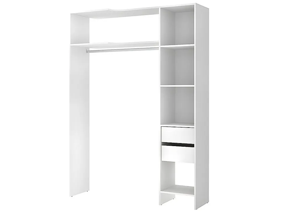 Dressing d'angle extensible GONTRAN - L164/214 cm - Blanc et gris