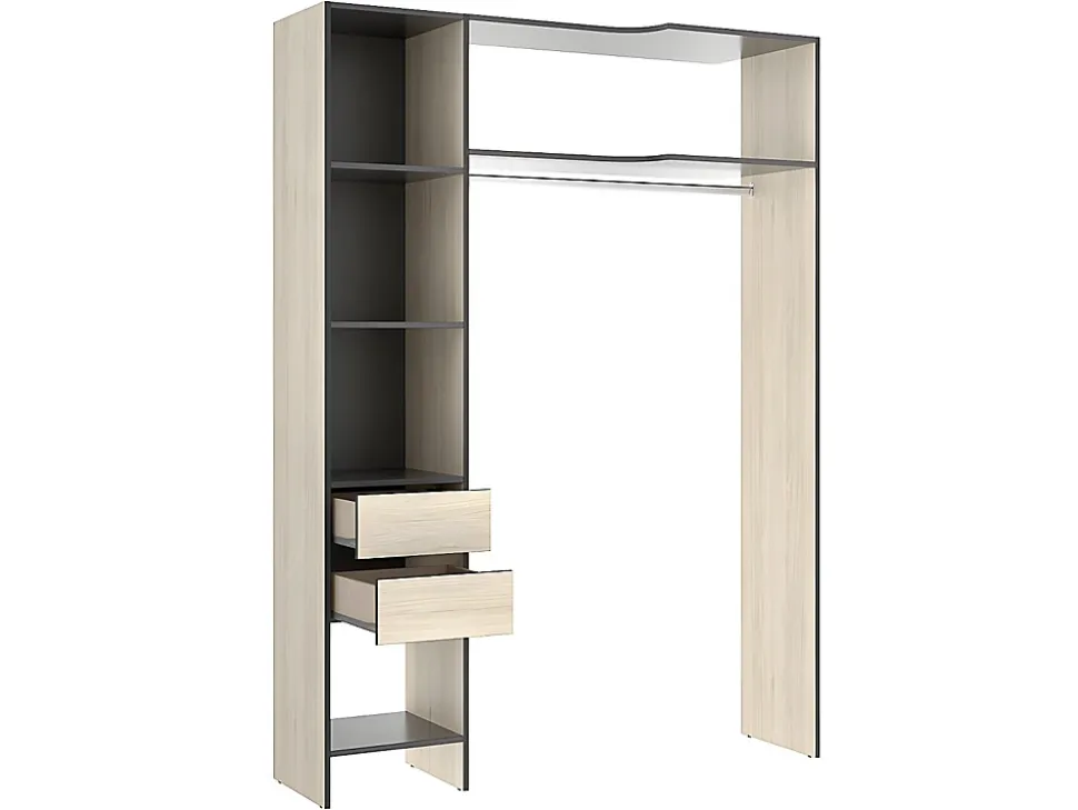 Dressing d'angle extensible GONTRAN - L164/214 cm - Chêne et anthracite