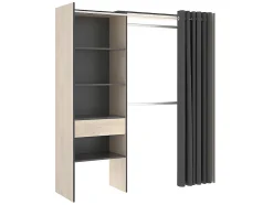 Dressing d'angle extensible GONTRAN - L164/214 cm - Chêne et anthracite