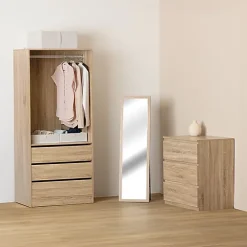 Dressing Dolo 3 tiroirs avec penderie effet bois - Beige- 5five