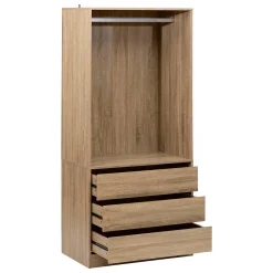 Dressing Dolo 3 tiroirs avec penderie effet bois - Beige- 5five