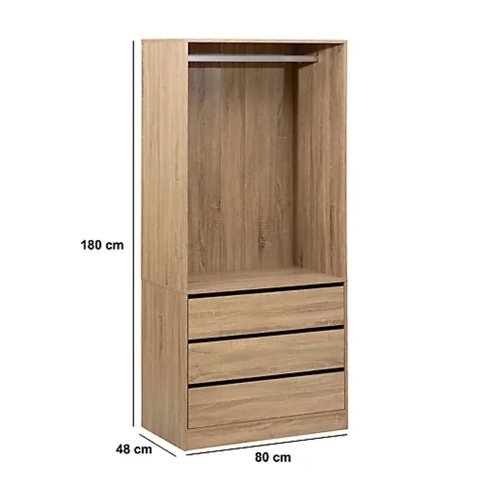 Dressing Dolo 3 tiroirs avec penderie effet bois - Beige- 5five