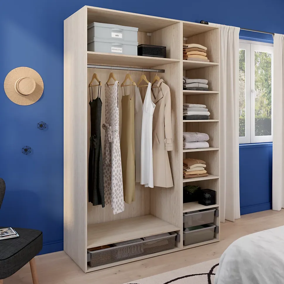 Dressing effet chêne 3 paniers GoodHome Atomia H. 225 x L. 150 x P. 58 cm