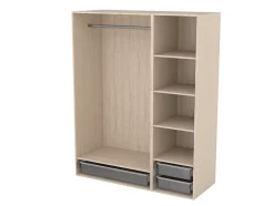Dressing effet chêne 3 paniers GoodHome Atomia H. 187,5 x L. 150 x P. 58 cm