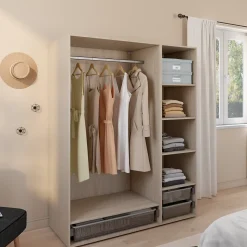 Dressing effet chêne 3 paniers GoodHome Atomia H. 187,5 x L. 150 x P. 58 cm