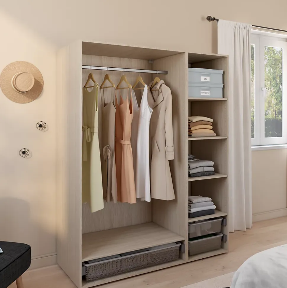 Dressing effet chêne 3 paniers GoodHome Atomia H. 187,5 x L. 150 x P. 58 cm