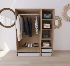 Dressing effet chêne 3 paniers GoodHome Atomia H. 187,5 x L. 150 x P. 58 cm