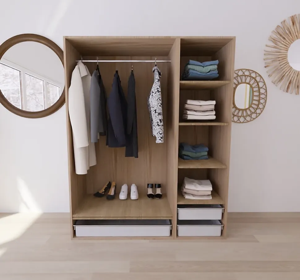 Dressing effet chêne 3 paniers GoodHome Atomia H. 187,5 x L. 150 x P. 58 cm
