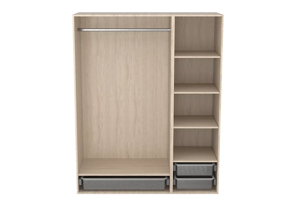Dressing effet chêne 3 paniers GoodHome Atomia H. 187,5 x L. 150 x P. 58 cm