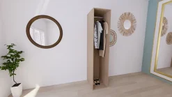 Dressing effet chêne avec penderie GoodHome Atomia H. 225 x L. 50 x P. 58 cm