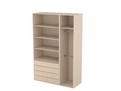 Dressing effet chêne double penderie et 4 tiroirs GoodHome Atomia H. 225 x L. 150 x P. 58 cm