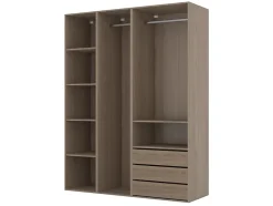 Dressing effet chêne double penderie 3 tiroirs GoodHome Atomia H. 225 x L. 175 x P. 58 cm