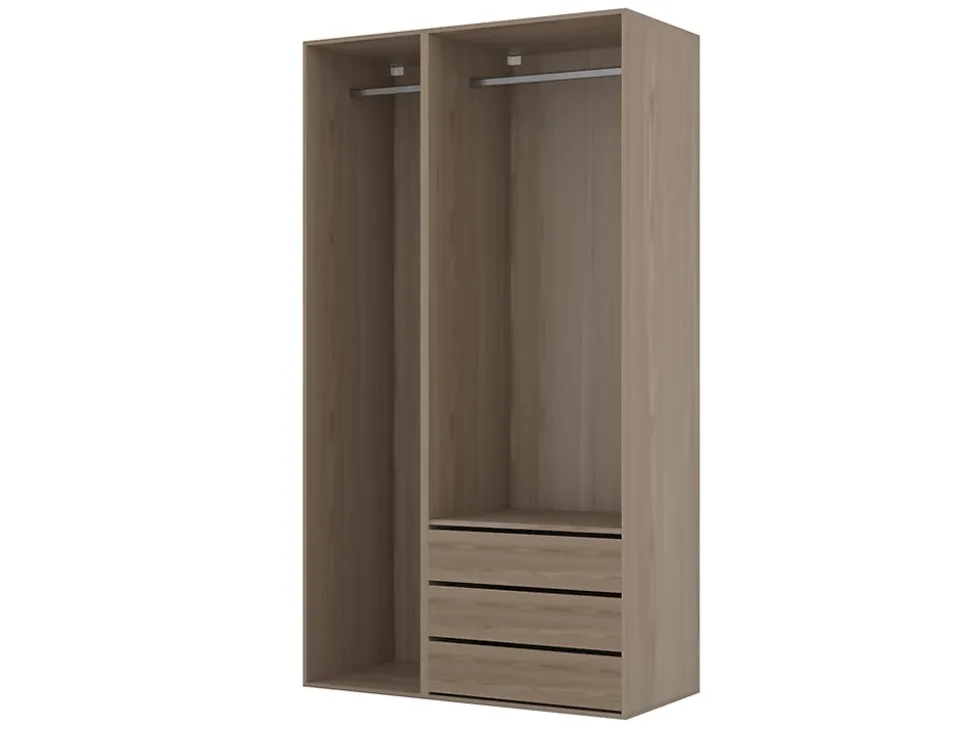 Dressing effet chêne double penderie 3 tiroirs GoodHome Atomia H. 225 x L. 125 x P. 58 cm