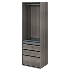 Dressing effet chêne grisé4 tablettes 3 tiroirs GoodHome Atomia H. 225 x L. 75 x P. 58 cm