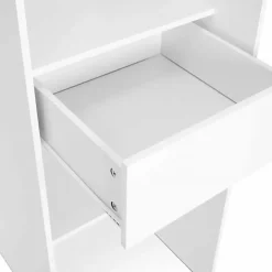 Dressing Extensible 120/170 x 50 x 180 cm Blanc avec étagères + Double penderie + Rideau Gris