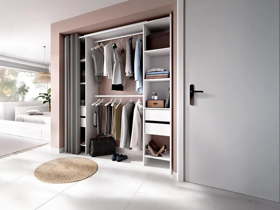 Dressing extensible avec rideau - L110/178 cm - Blanc - LONAZA