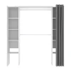 Dressing extensible DORIAN avec rideau - L110/180 cm - Coloris : Blanc et gris