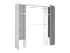 Dressing extensible DORIAN avec rideau - L110/180 cm - Coloris : Blanc et gris