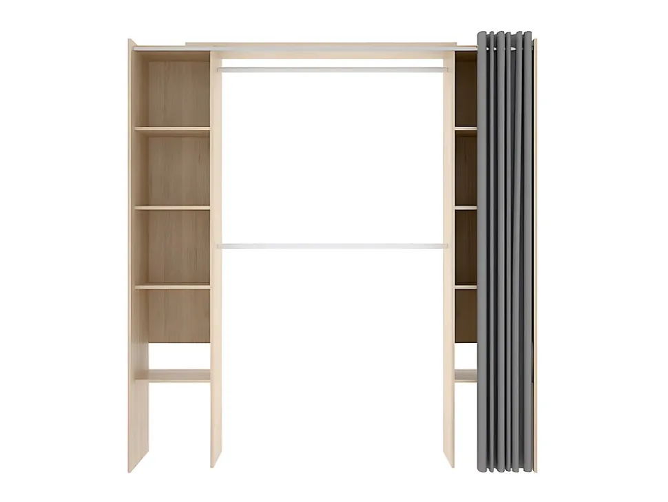 Dressing extensible DORIAN avec rideau - L110/180 cm - Coloris : Chêne et gris