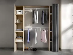 Dressing extensible DORIAN avec rideau - L110/180 cm - Coloris : Chêne et gris