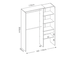 Dressing extensible LAURENT - L.110/160 cm - Coloris : Blanc et gris